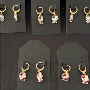 Gold and Red Enamel Cat Earrings$18.00 ea
